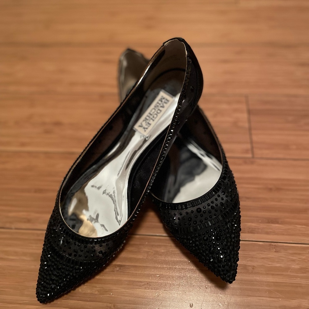Badgley Mischka black sparkle flat size 6.5
